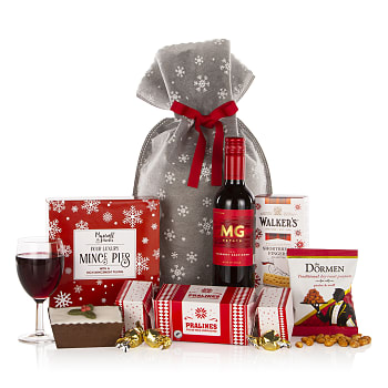 Snowy christmas sack hamper clearance
