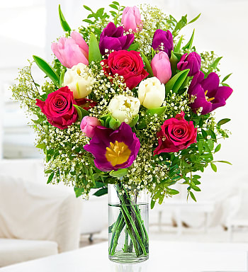 Tulips and roses deals bouquet