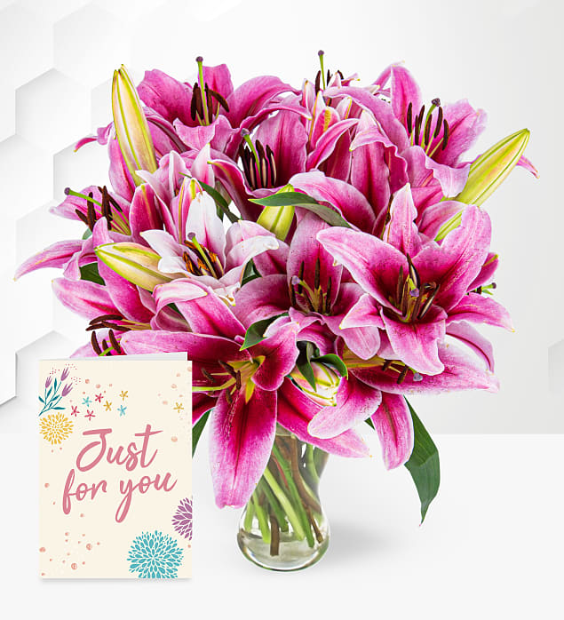 Stargazer Lilies with Card