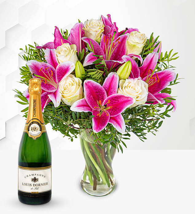 Pink Lilies & Roses & Champagne