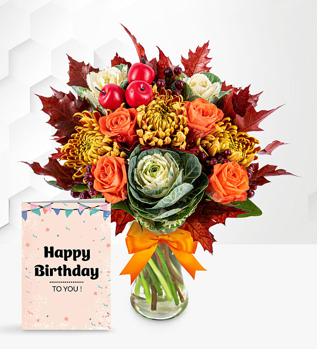 October Bouquet with Birthday Card Prestige Flowers