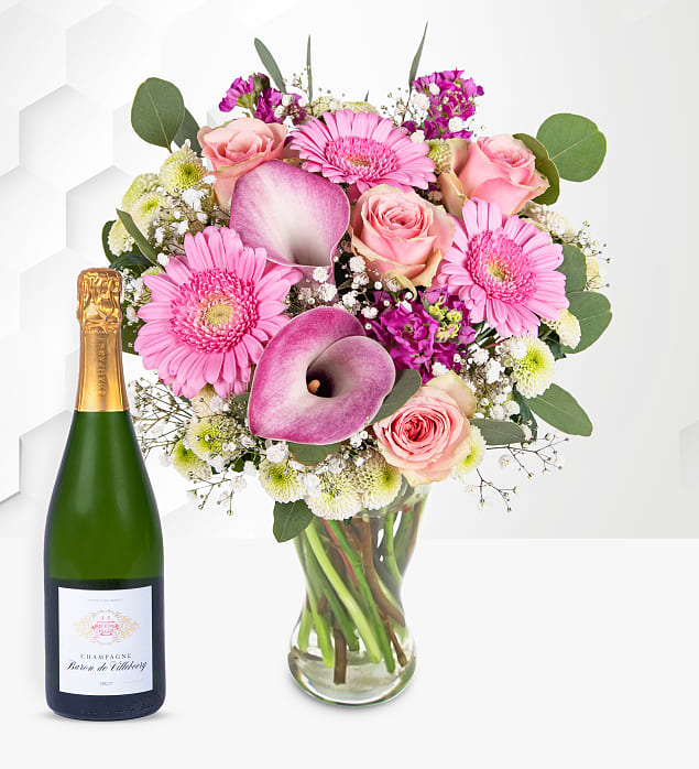 The June Bouquet with Champagne