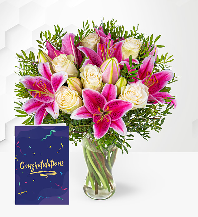Pink Lily & Rose & Congrats Card