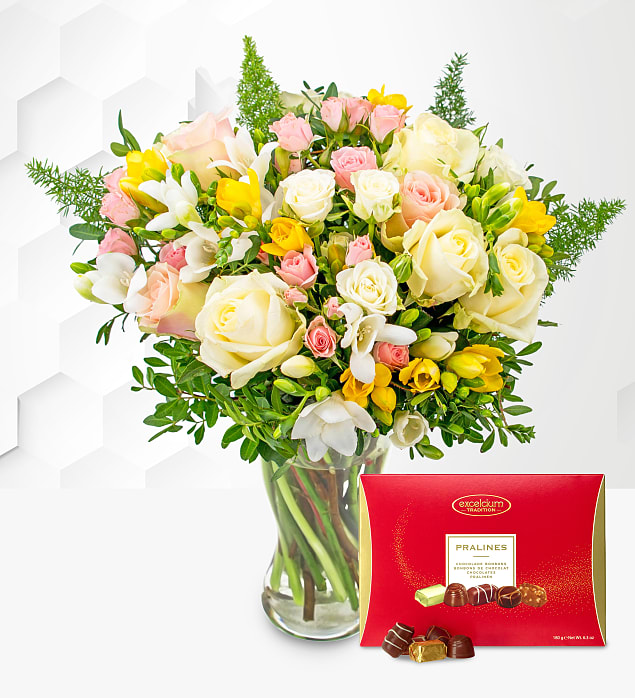 Rose and Freesia with Chocolates