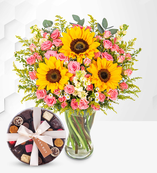 Sunflower Meadows with Premium Belgian Chocolates 