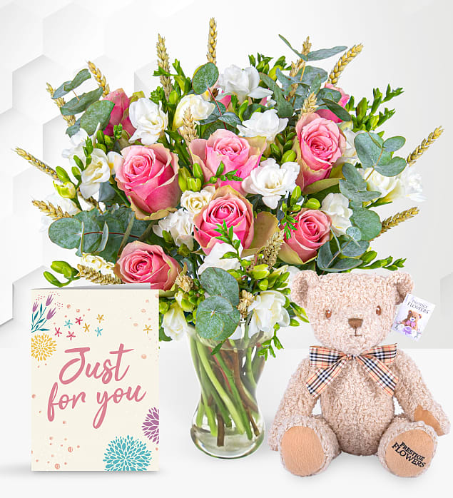 Freesia Fields with Teddy & Card