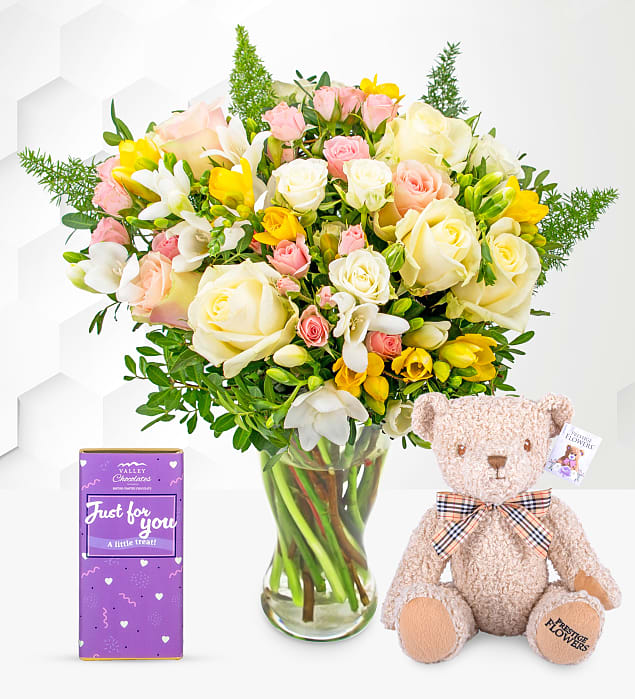 Rose and Freesia Birthday Delight Gift Prestige Flowers