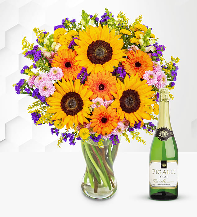 Brilliant Sunshine Bouquet with Fizz