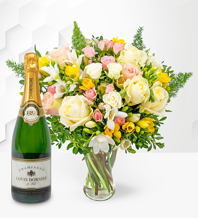 Rose and Freesia With Champagne