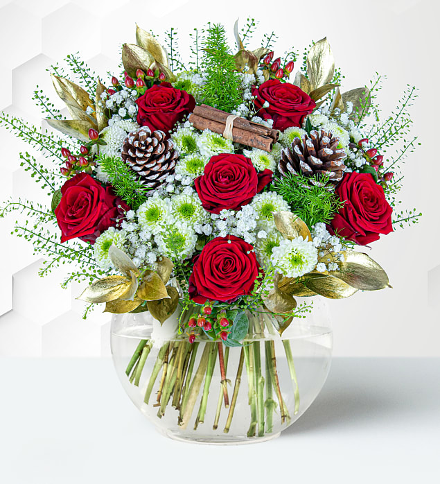 Elegant 'Yuletide' Bouquet Prestige Flowers UK
