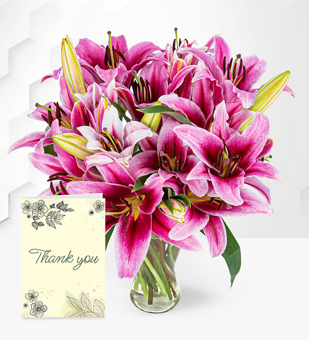 Stargazer Lilies & Thank You Card