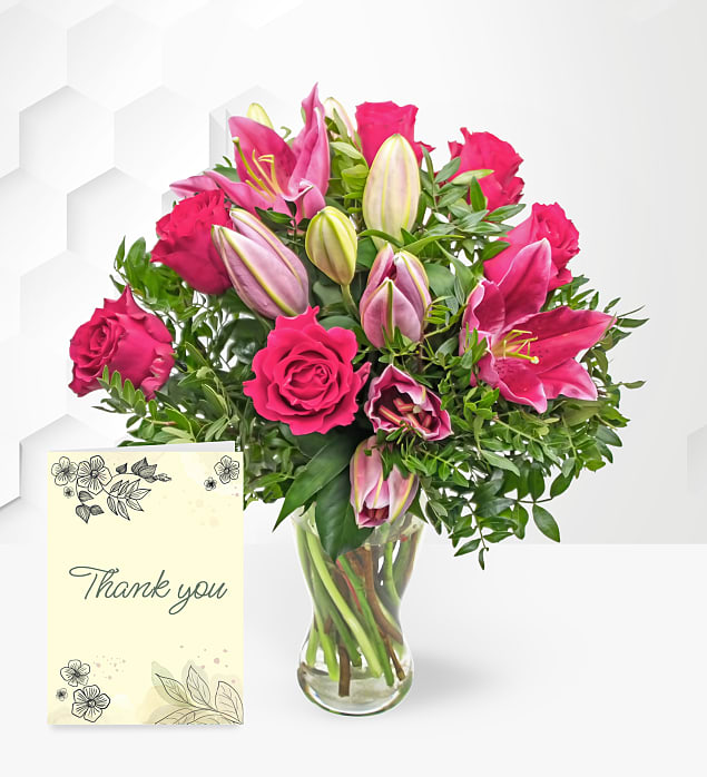 Rose, Lily & Thank You Card