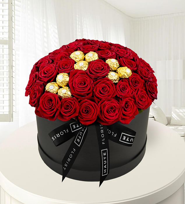 Ferrero Rose Hat Box | Prestige Flowers