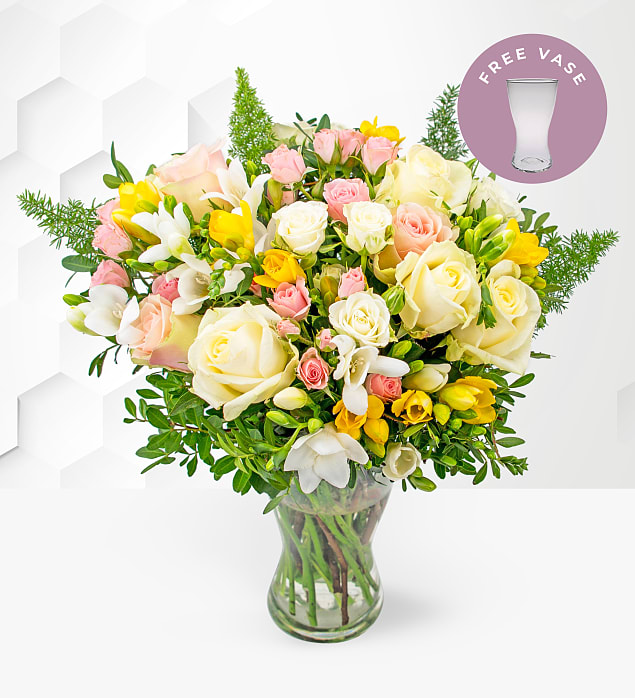 Rose and Freesia with FREE Vase