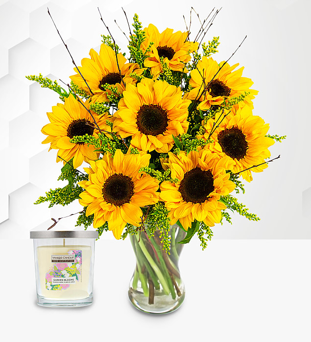 Sensational Sunflowers with Candle 